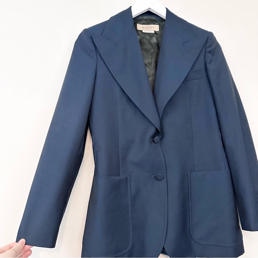Gucci Uniform Blazer Mohair Wool Dark Teal - Picture 2 of 13